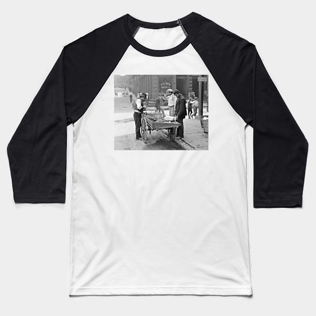 Food Cart in Little Italy, 1906. Vintage Photo Baseball T-Shirt by historyphoto